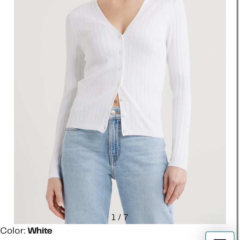 525 America White Cardigan Sweater